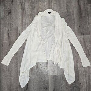 Talbots White Open Front Cardigan Sweater Medium small mark on sleeve